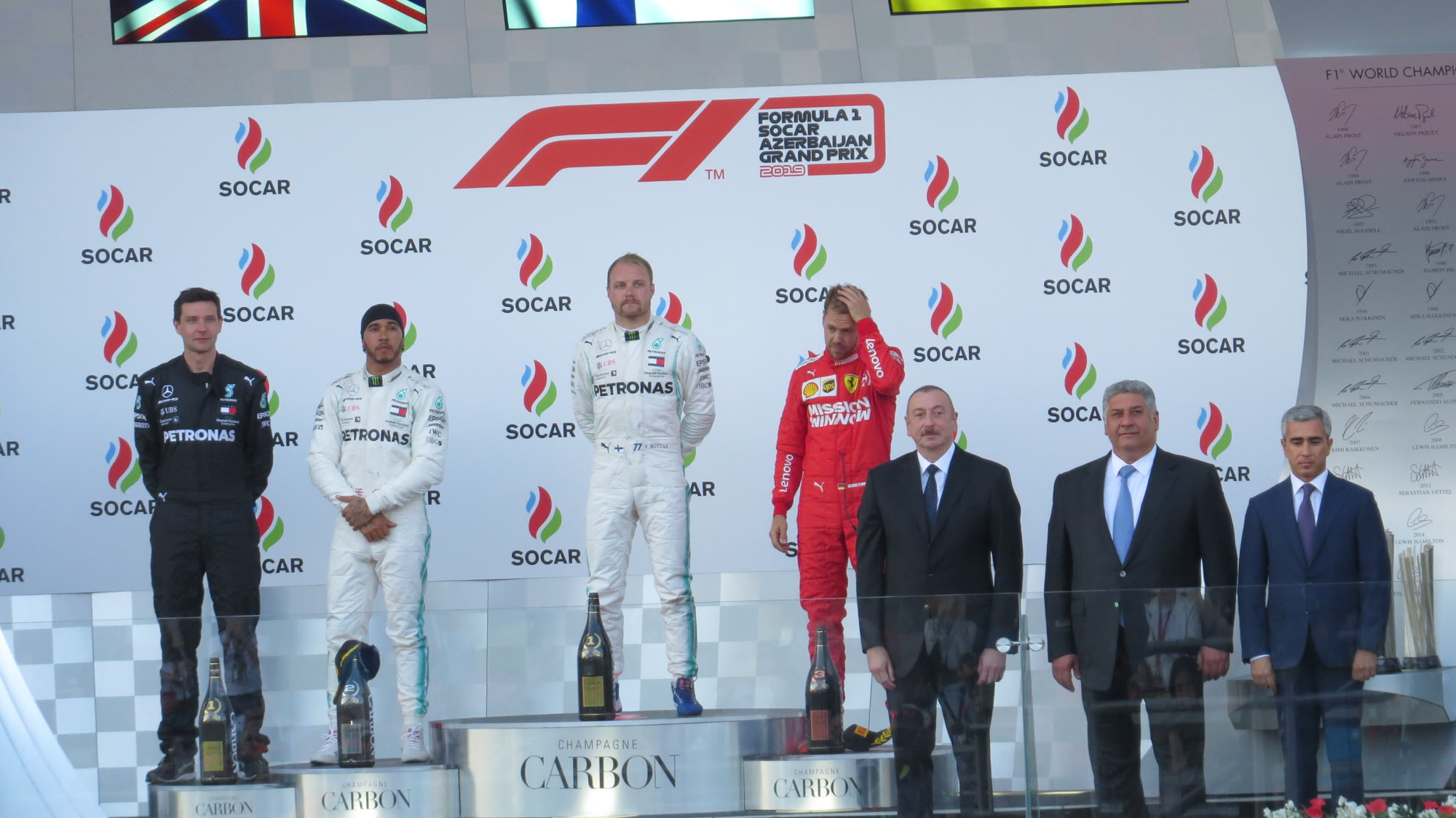 Die podium by die Azerbaijan Grand Prix in Baku